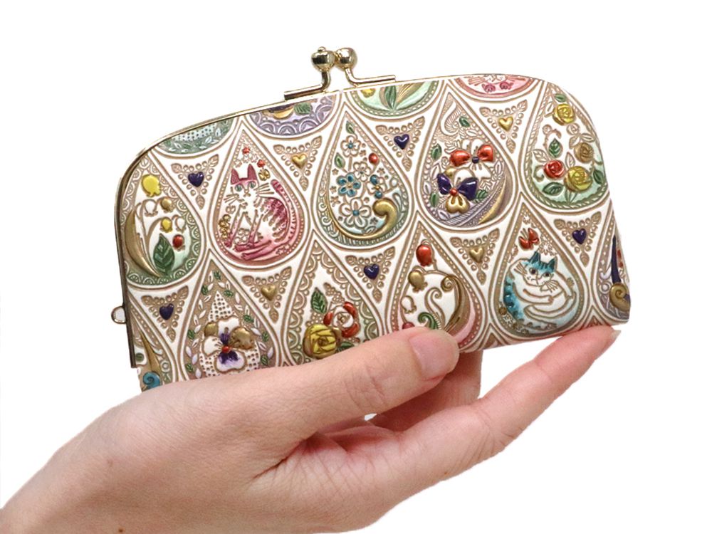 Flowers and Cats (Mix) GAMAGUCHI Small Clasp Purse
