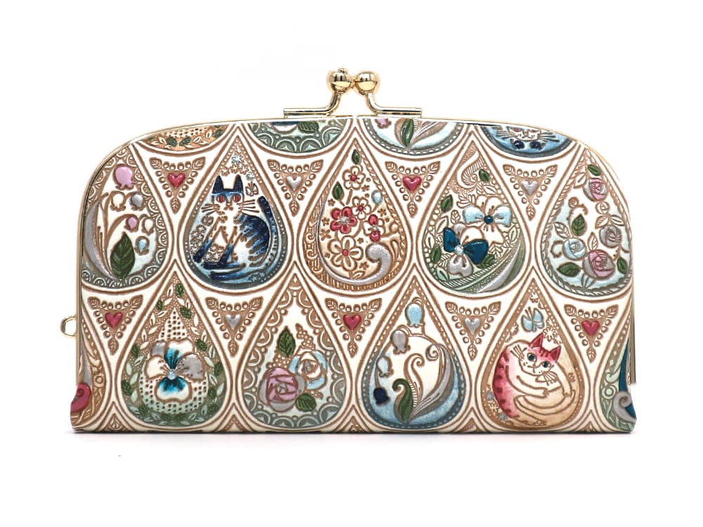 Flowers and Cats (Indigo) GAMAGUCHI Small Clasp Purse