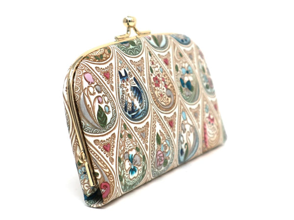 Flowers and Cats (Indigo) GAMAGUCHI Small Clasp Purse