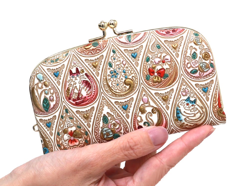 Flowers and Cats (Rose) GAMAGUCHI Small Clasp Purse