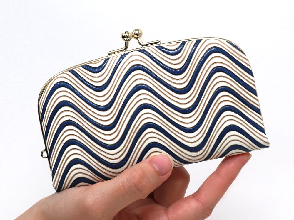 YOKONAMI Waves (Navy) GAMAGUCHI Small Clasp Purse