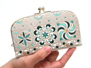KINSHA - Persia Tiles (Green) GAMAGUCHI Small Clasp Purse