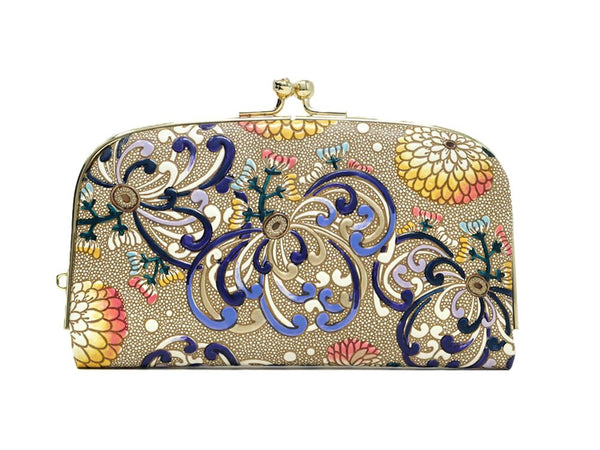 RANGIKU - Firework Chrysanthemums (Blue&Yellow) GAMAGUCHI Small Clasp Purse
