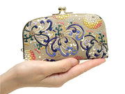 RANGIKU - Firework Chrysanthemums (Blue&Yellow) GAMAGUCHI Small Clasp Purse