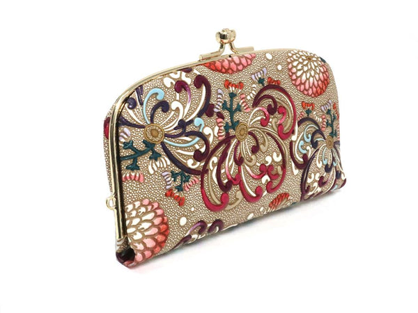 RANGIKU - Firework Chrysanthemums (Wine&Pink) GAMAGUCHI Small Clasp Purse