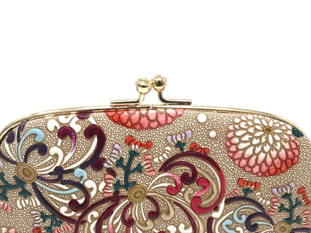 RANGIKU - Firework Chrysanthemums (Wine&Pink) GAMAGUCHI Small Clasp Purse