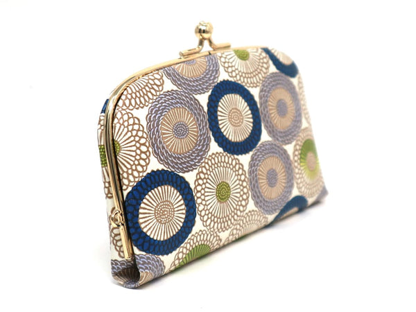 Umbrella Chrysanthemums (Shimmering Blue) GAMAGUCHI Small Clasp Purse