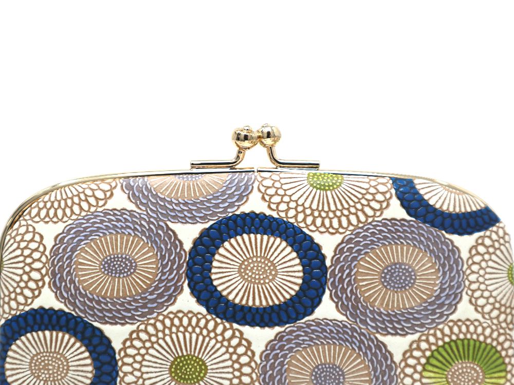 Umbrella Chrysanthemums (Shimmering Blue) GAMAGUCHI Small Clasp Purse