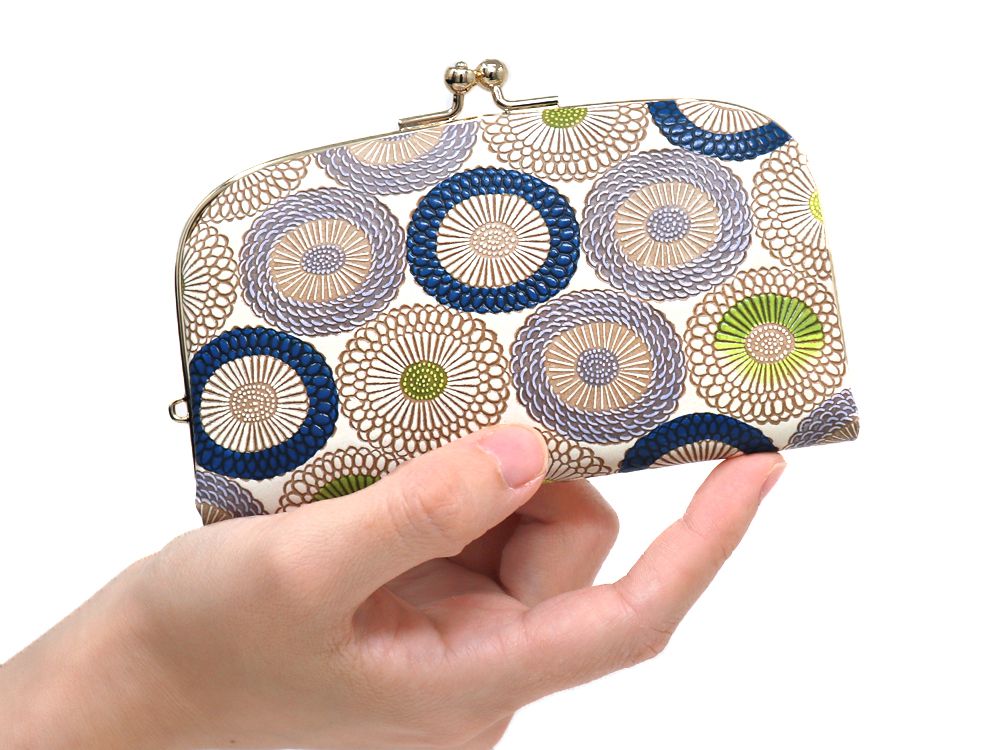 Umbrella Chrysanthemums (Shimmering Blue) GAMAGUCHI Small Clasp Purse