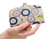 Umbrella Chrysanthemums (Shimmering Blue) GAMAGUCHI Small Clasp Purse