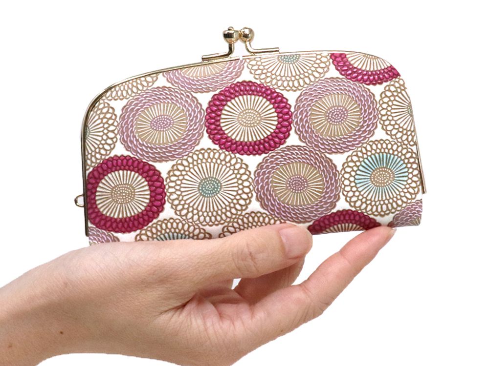 Umbrella Chrysanthemums (Peach Blossom) GAMAGUCHI Small Clasp Purse