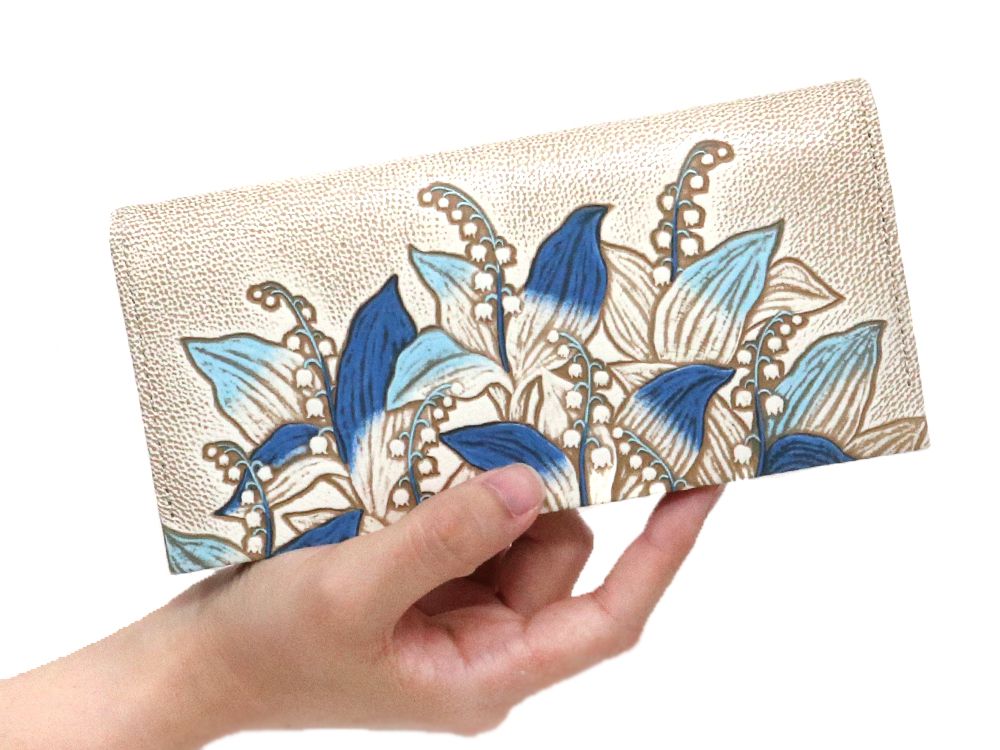SUZURAN - Lily of the Valley (Blue) Long Wallet