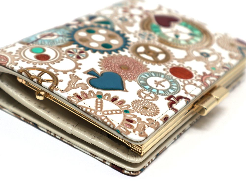 Gears Of Time (Blue-Green) GAMASATSU Square Billfold with Clasp