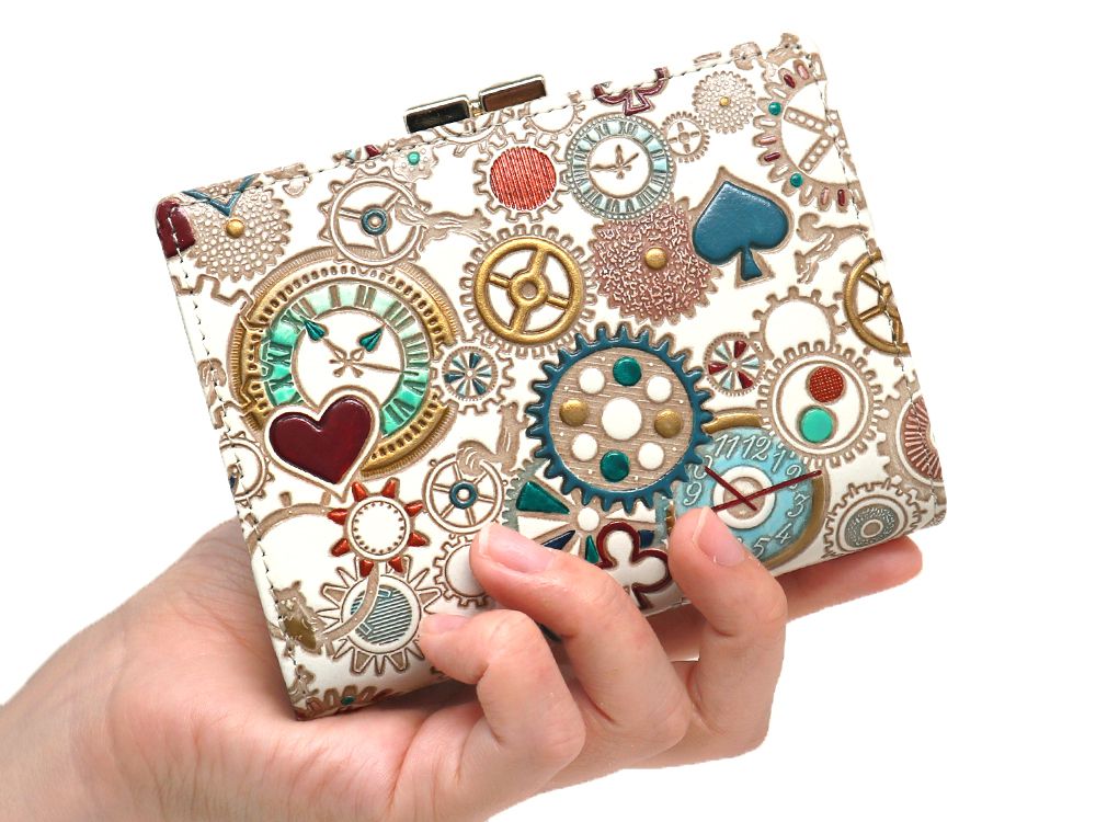 Gears Of Time (Blue-Green) GAMASATSU Square Billfold with Clasp