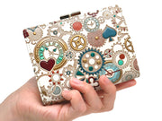 Gears Of Time (Blue-Green) GAMASATSU Square Billfold with Clasp