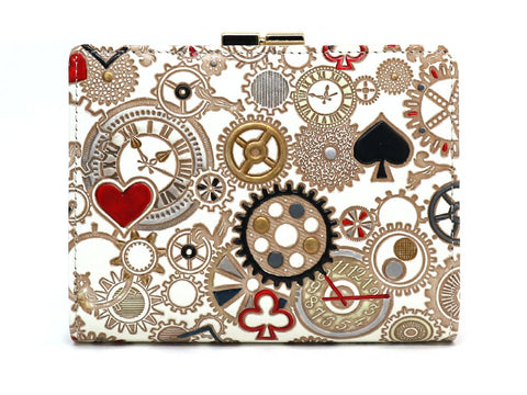 Gears Of Time (Red-Black) GAMASATSU Square Billfold with Clasp