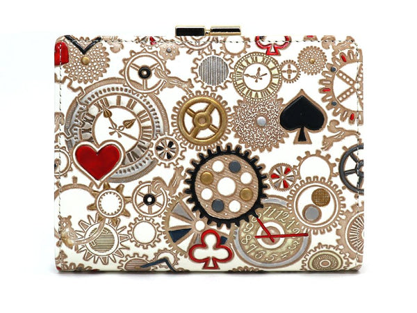 Gears Of Time (Red-Black) GAMASATSU Square Billfold with Clasp