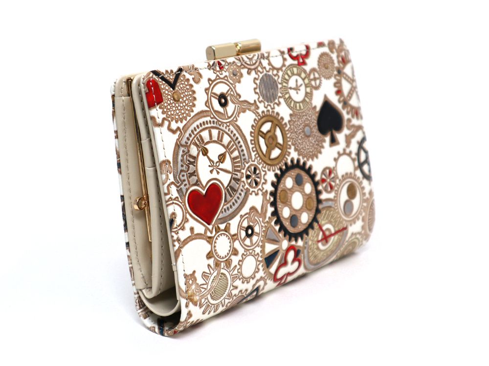 Gears Of Time (Red-Black) GAMASATSU Square Billfold with Clasp