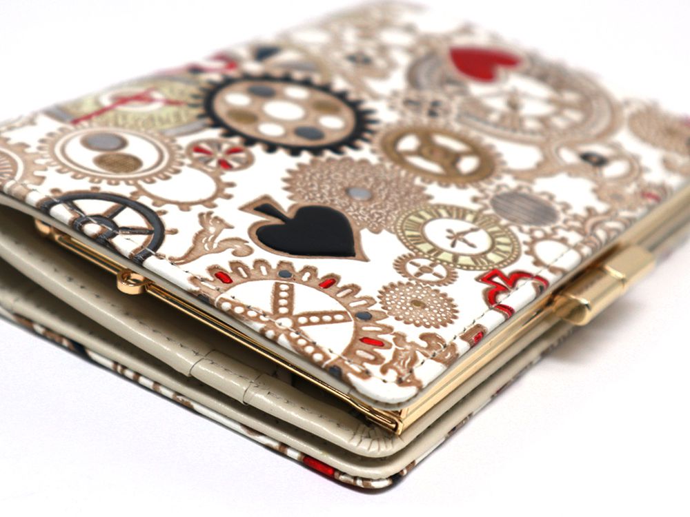 Gears Of Time (Red-Black) GAMASATSU Square Billfold with Clasp