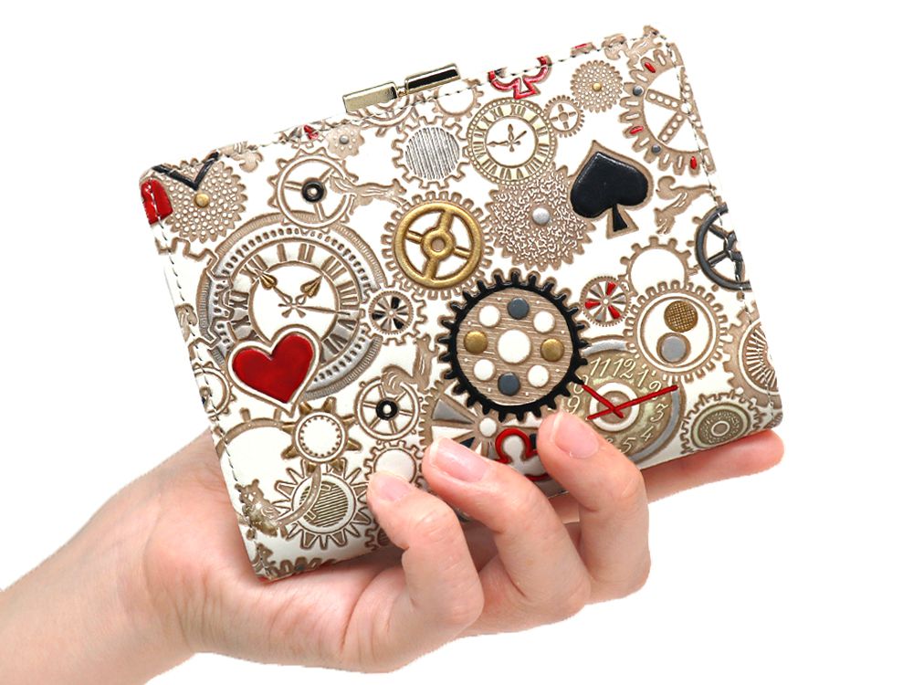 Gears Of Time (Red-Black) GAMASATSU Square Billfold with Clasp