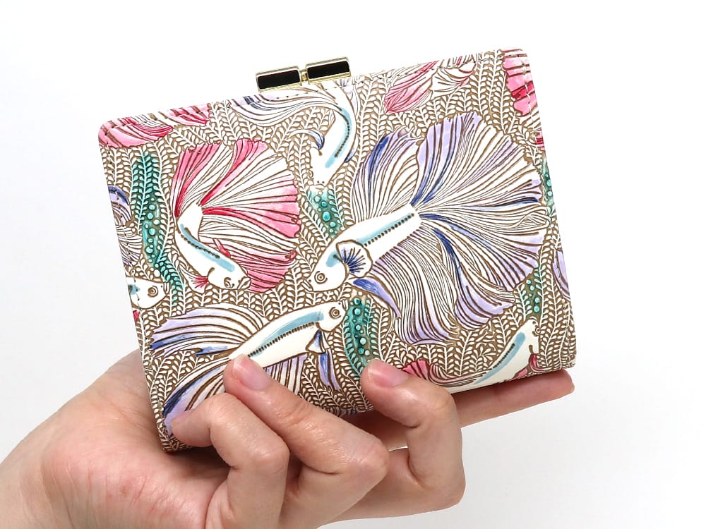 Betta (Purple) GAMASATSU Square Billfold with Clasp