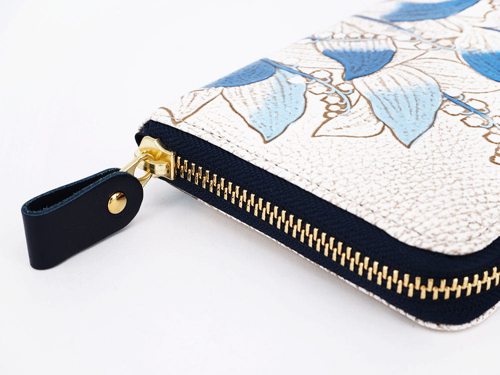 SUZURAN - Lily of the Valley (Blue) Zippered Long Wallet