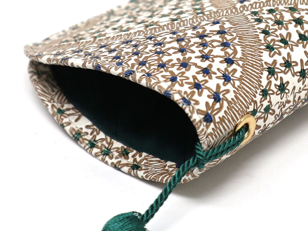 CHIRIMEN Fabric (Green) Eyeglasses Case