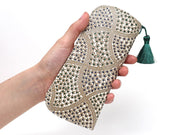 CHIRIMEN Fabric (Green) Eyeglasses Case