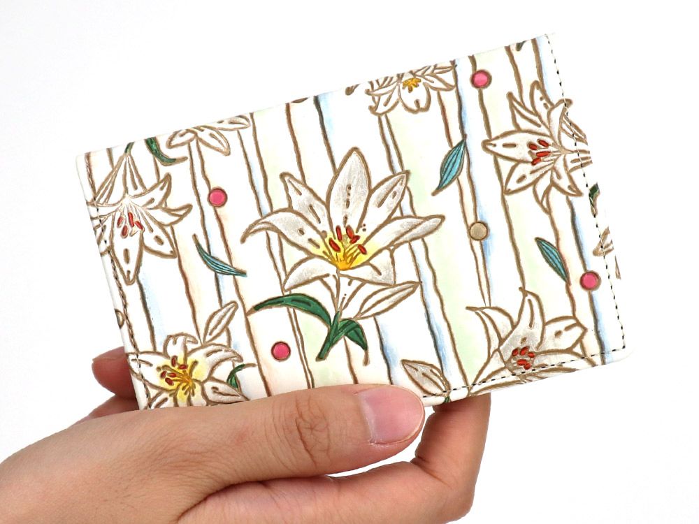 White Lilies Double Sided Business Card Case