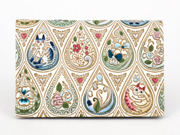 Flowers and Cats (Indigo) Business Card Case