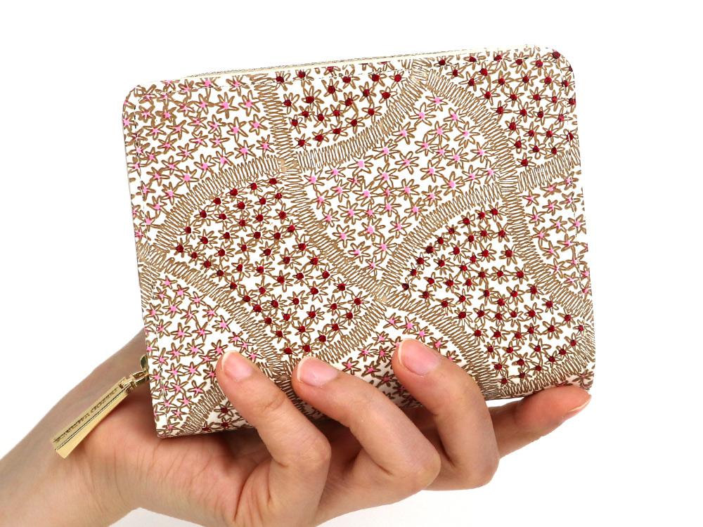 CHIRIMEN Fabric (Pink) Zippered Bi-fold Wallet