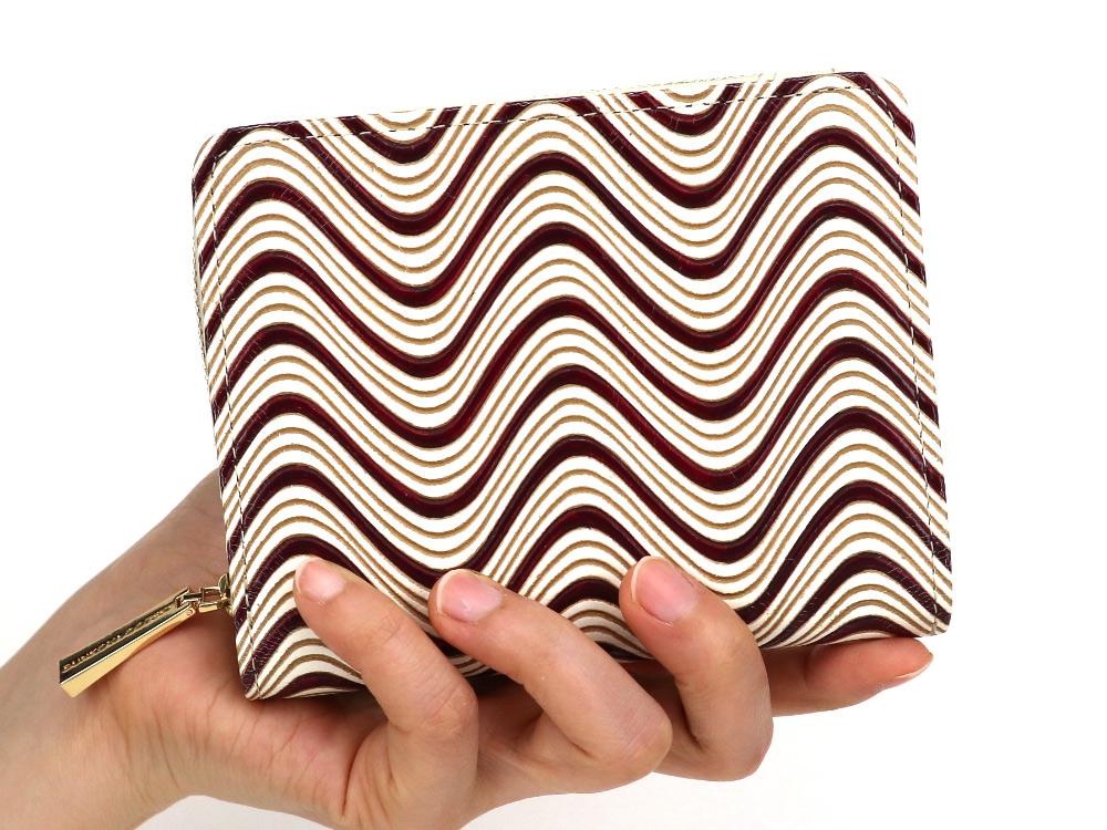 YOKONAMI Waves (Wine) Zippered Bi-fold Wallet