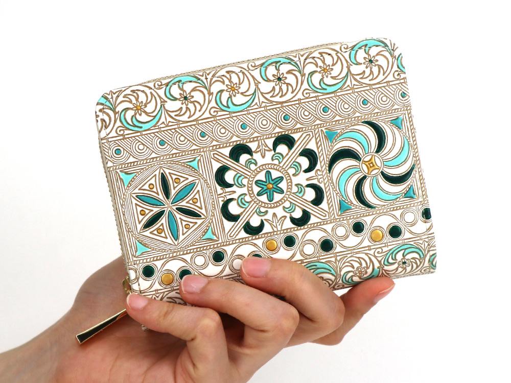 KINSHA - Persia Tiles (Green) Zippered Bi-fold Wallet