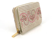 Silver Hearts (Mocha Pink) Zippered Bi-fold Wallet