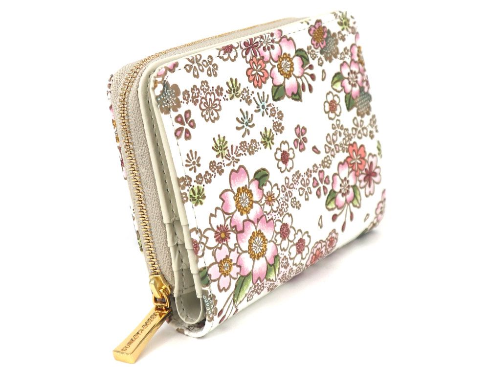 Dancing Cherry Blossoms Zippered Bi-fold Wallet