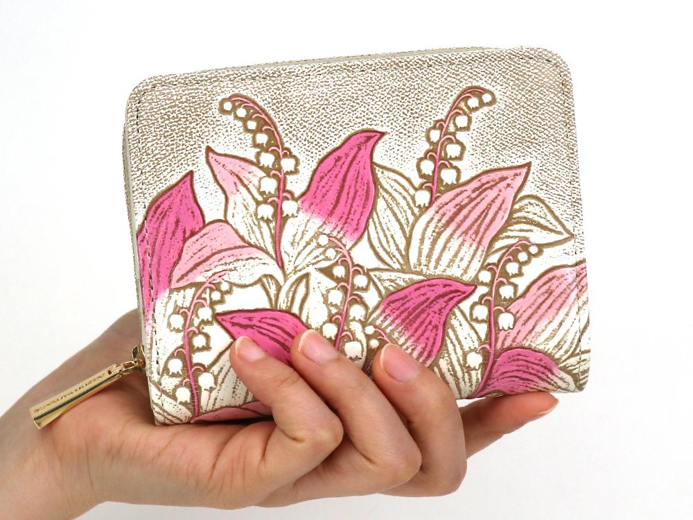 SUZURAN - Lily of the Valley (Pink) Zippered Bi-fold Wallet