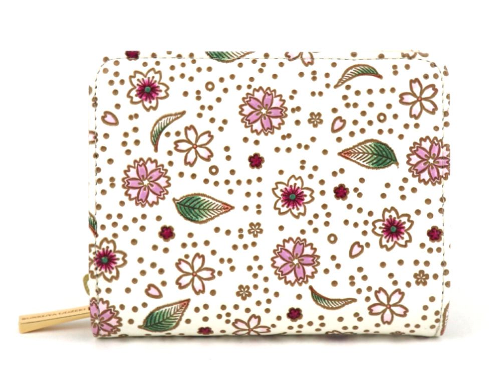 Falling Cherry Blossoms Zippered Bi-fold Wallet