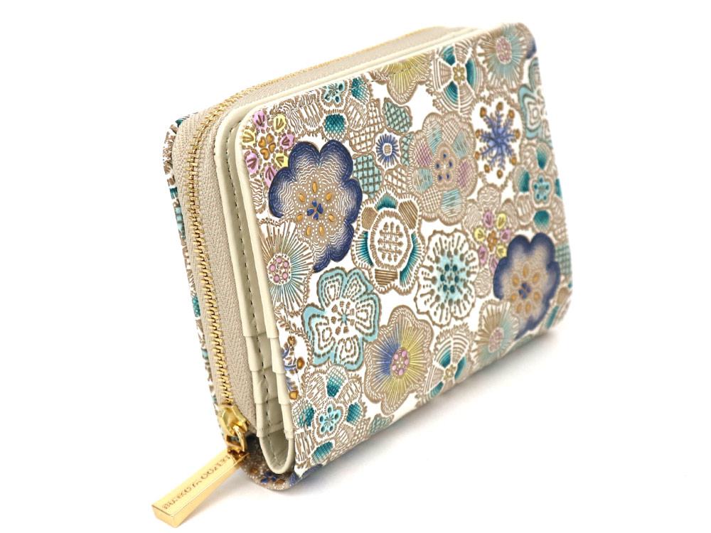 Spring Bloom (Blue) Zippered Bi-fold Wallet