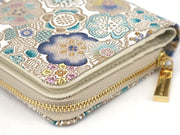 Spring Bloom (Blue) Zippered Bi-fold Wallet