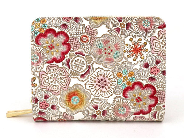 Spring Bloom (Red) Zippered Bi-fold Wallet