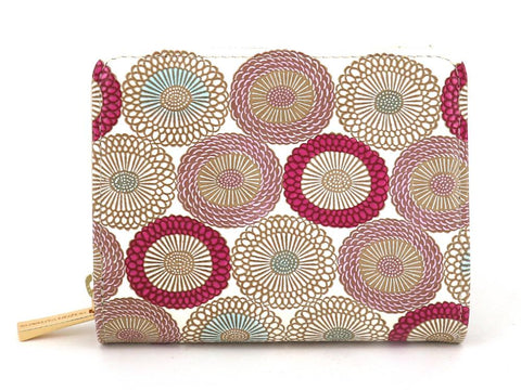 Umbrella Chrysanthemums (Peach Blossom) Zippered Bi-fold Wallet