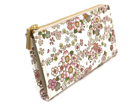 Dancing Cherry Blossoms L-shaped Long Wallet