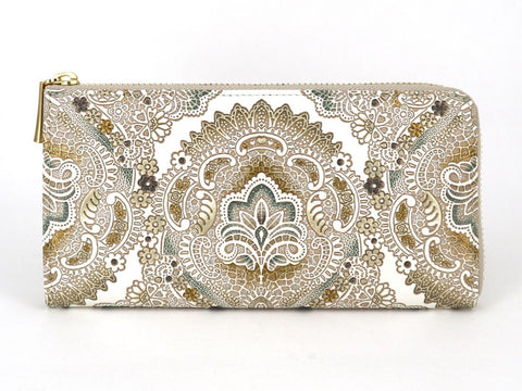 Antique Lace (Green) L-shaped Long Wallet