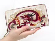 Dragon God (Wine) Zippered Long Wallet