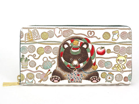 Knitting Bear Zippered Long Wallet