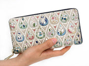 Flowers and Cats (Indigo) Zippered Long Wallet