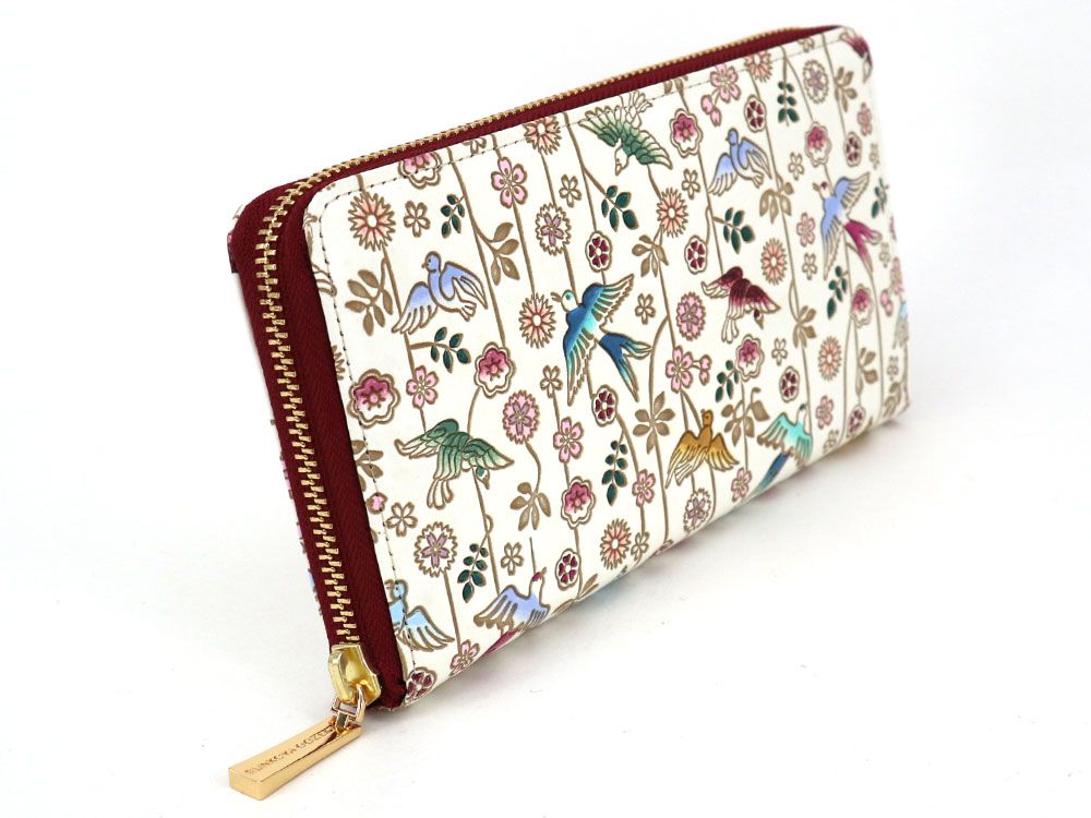 Birds and Cherry Blossoms Zippered Long Wallet