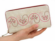 Silver Hearts (Mocha Pink) Zippered Long Wallet