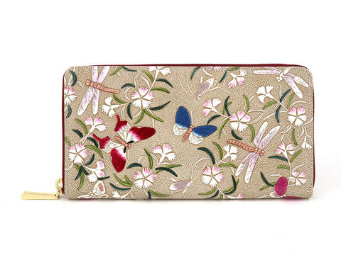Dianthus Flowers Zippered Long Wallet