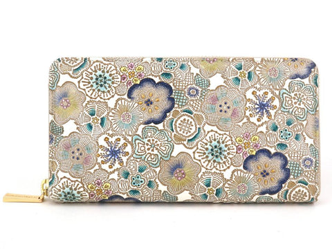Spring Bloom (Blue) Zippered Long Wallet
